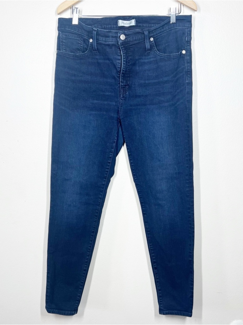 Madewell Womens 9” High Rise Skinny Cold Blue Dark Wash Denim Jeans Size 32